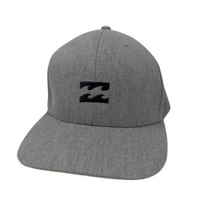 Billabong Gray Snapback Hat Flat Brim Surf Skate Logo Y2K